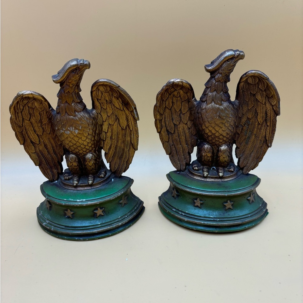 Vintage Sexton cast metal eagle bookends, patriotic, Fourth of July